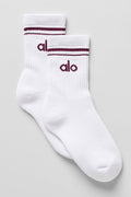 Unisex Half-Crew Throwback Sock - White/Burgundy