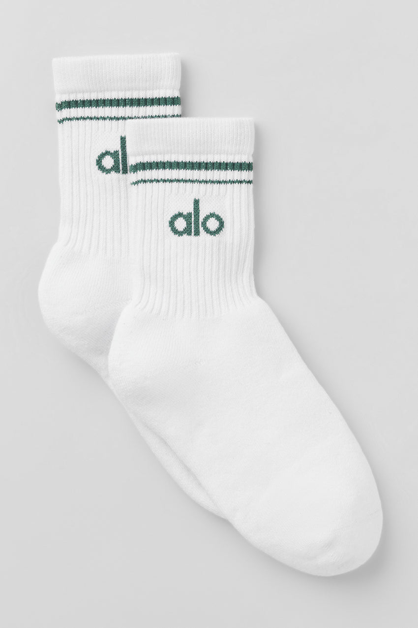 Unisex Half-Crew Throwback Sock - White/Clover Green