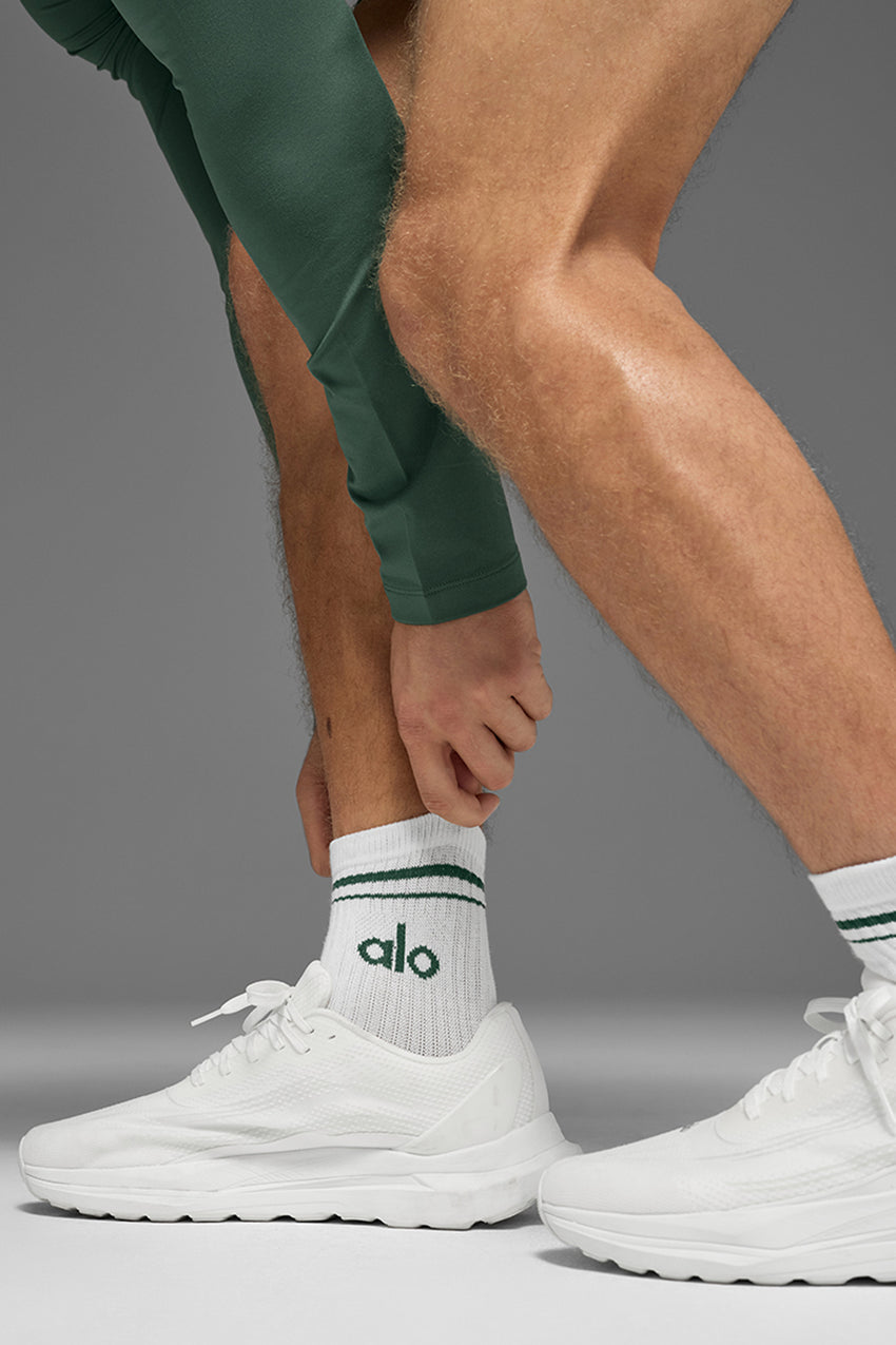 Unisex Half-Crew Throwback Sock - White/Clover Green