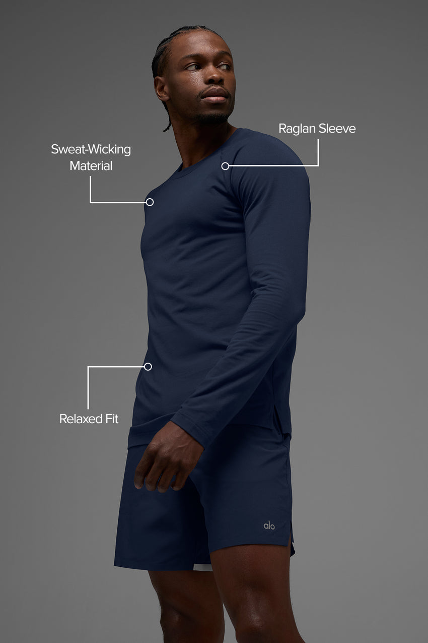 ALO Vapor Crewneck Long Sleeve - Navy
