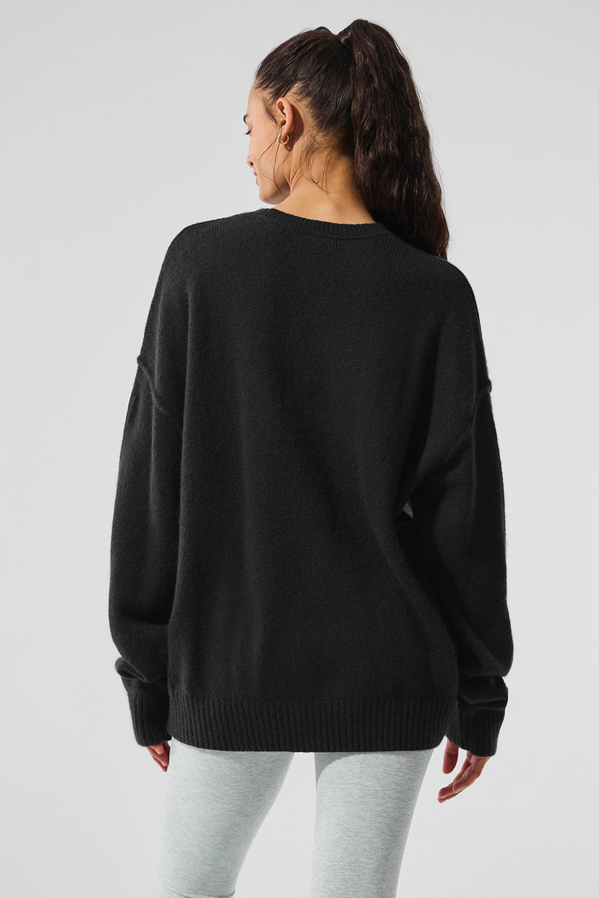 Unisex Wool Cashmere New Class Crewneck Sweater - Black