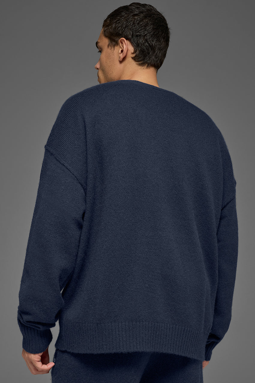 Unisex Wool Cashmere New Class Crewneck Sweater - Navy