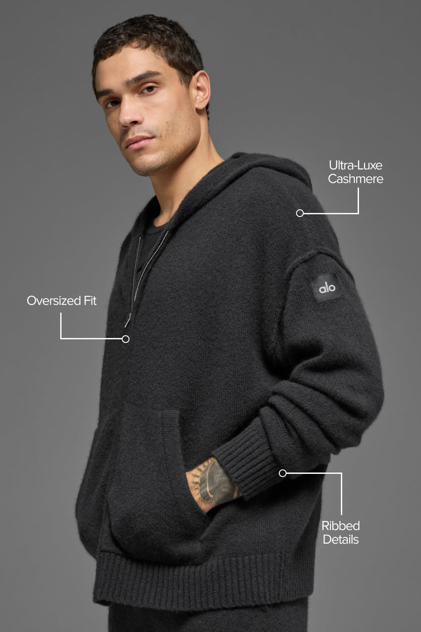 Wool Cashmere New Class Full Zip Hoodie - Black