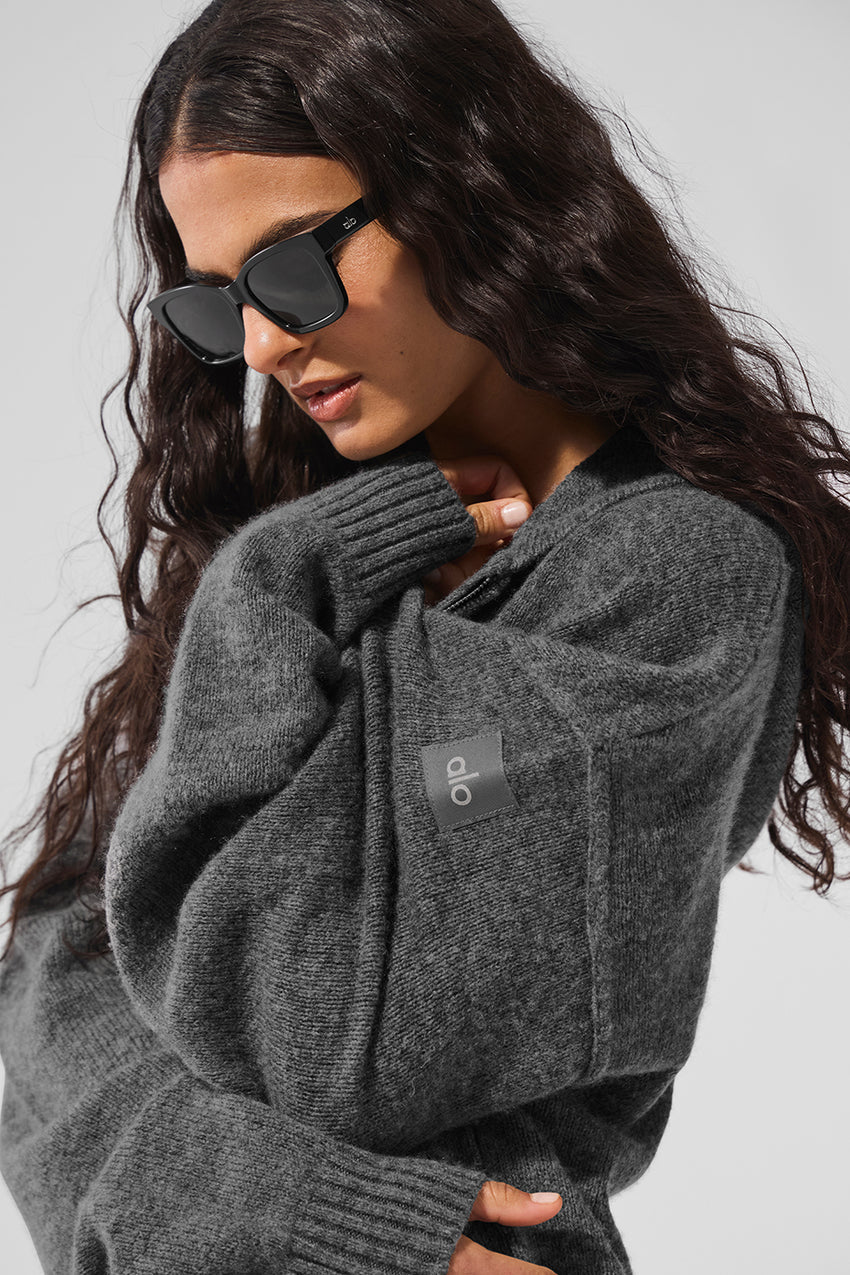 Wool Cashmere New Class Full Zip Hoodie - Platinum Grey