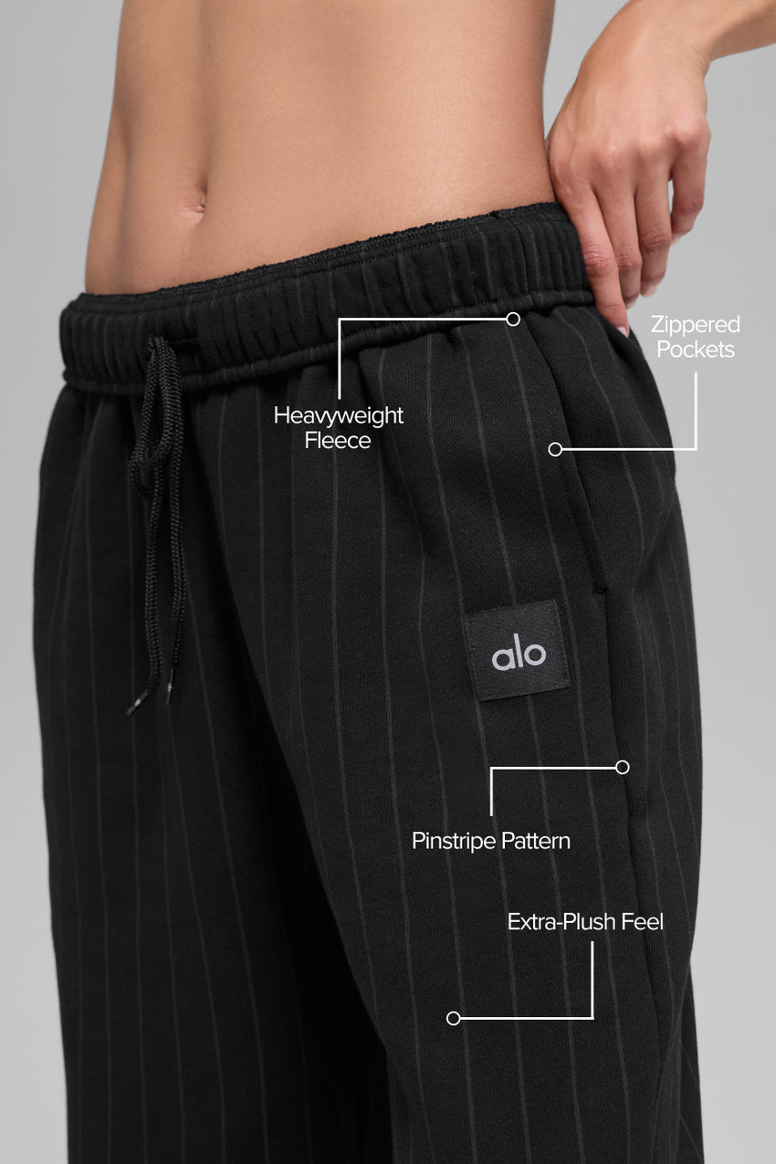 Pinstripe Straight Leg Sweatpant - Black Pinstripe