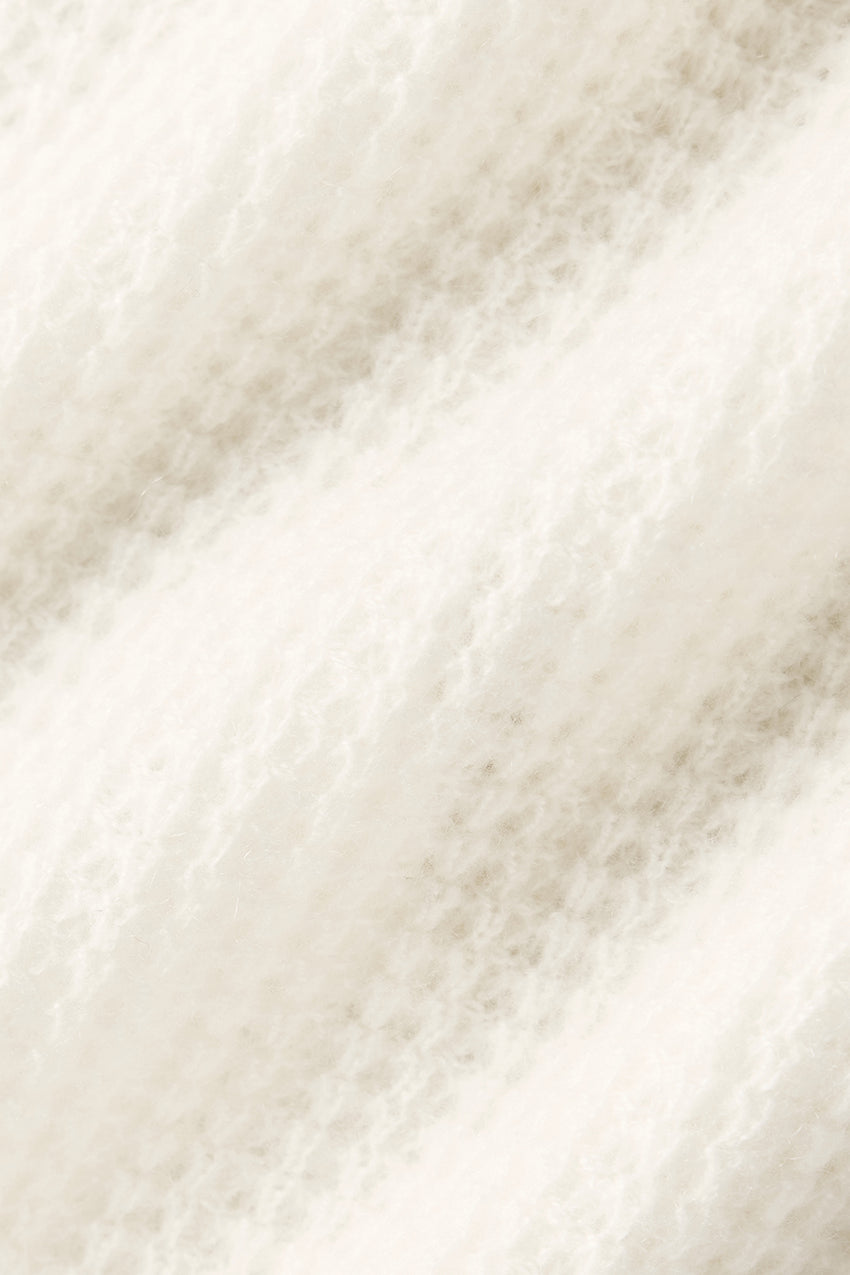 Cashmere Plush Waffle Polo Tee - Ivory