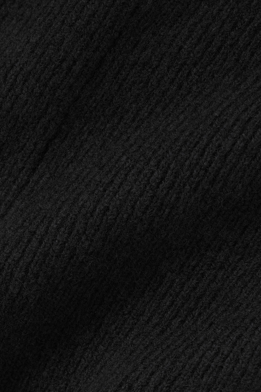 Wool Cashmere Ribbed Noble Crewneck Sweater - Black