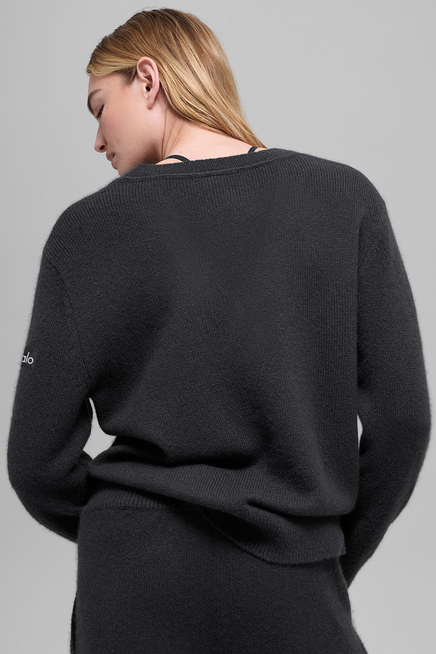 Wool Cashmere New Class Oversized V-Neck Sweater - Black