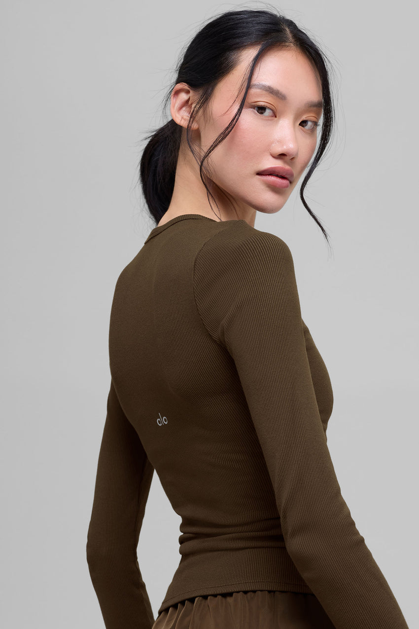Ribbed Modal Long Sleeve - Espresso