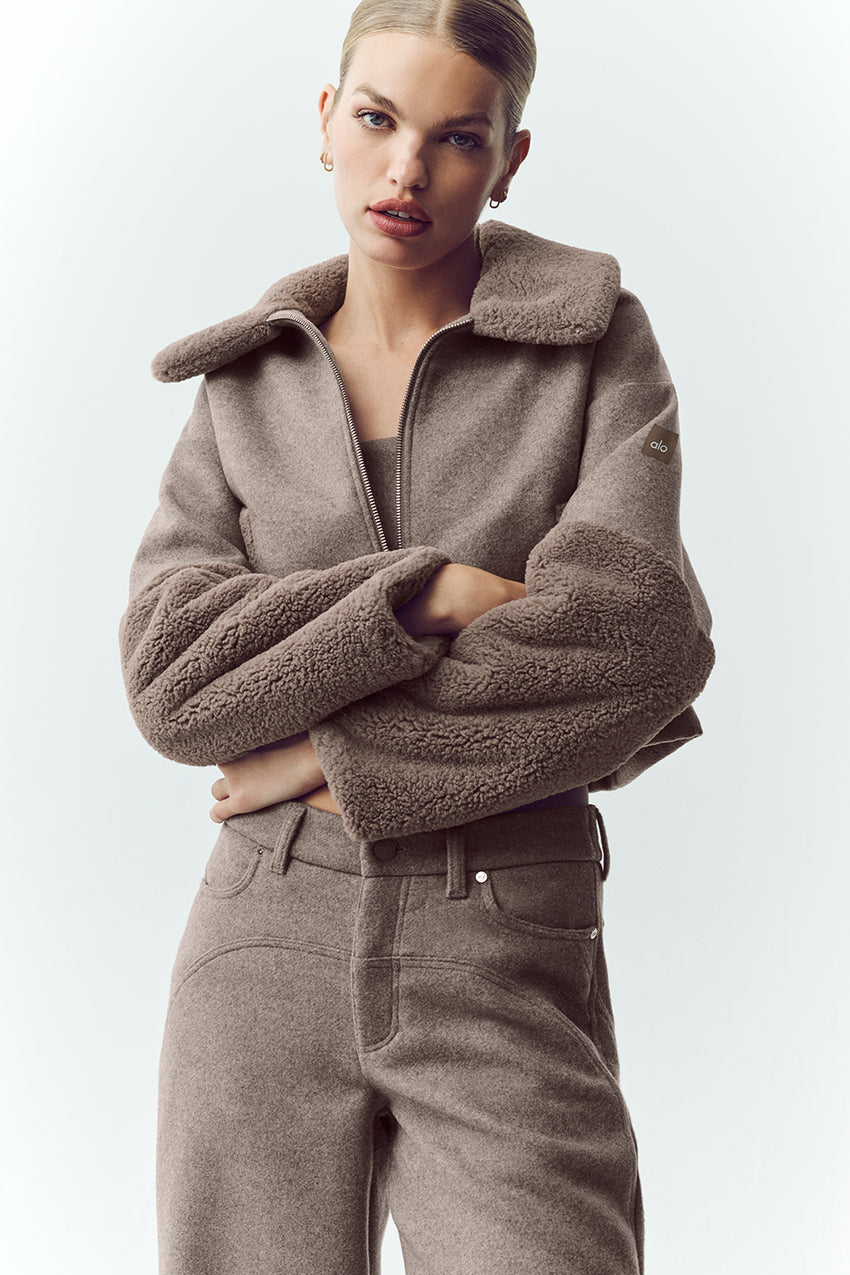 Wool Blend Nightfall Bomber - Alpine Cocoa Heather