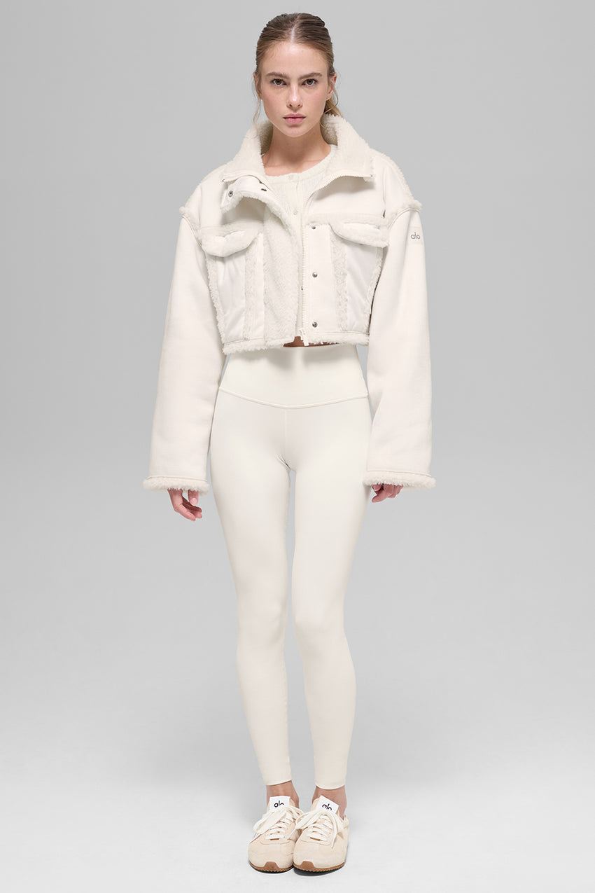Faux Shearling Snowfall Cropped Jacket - Ivory