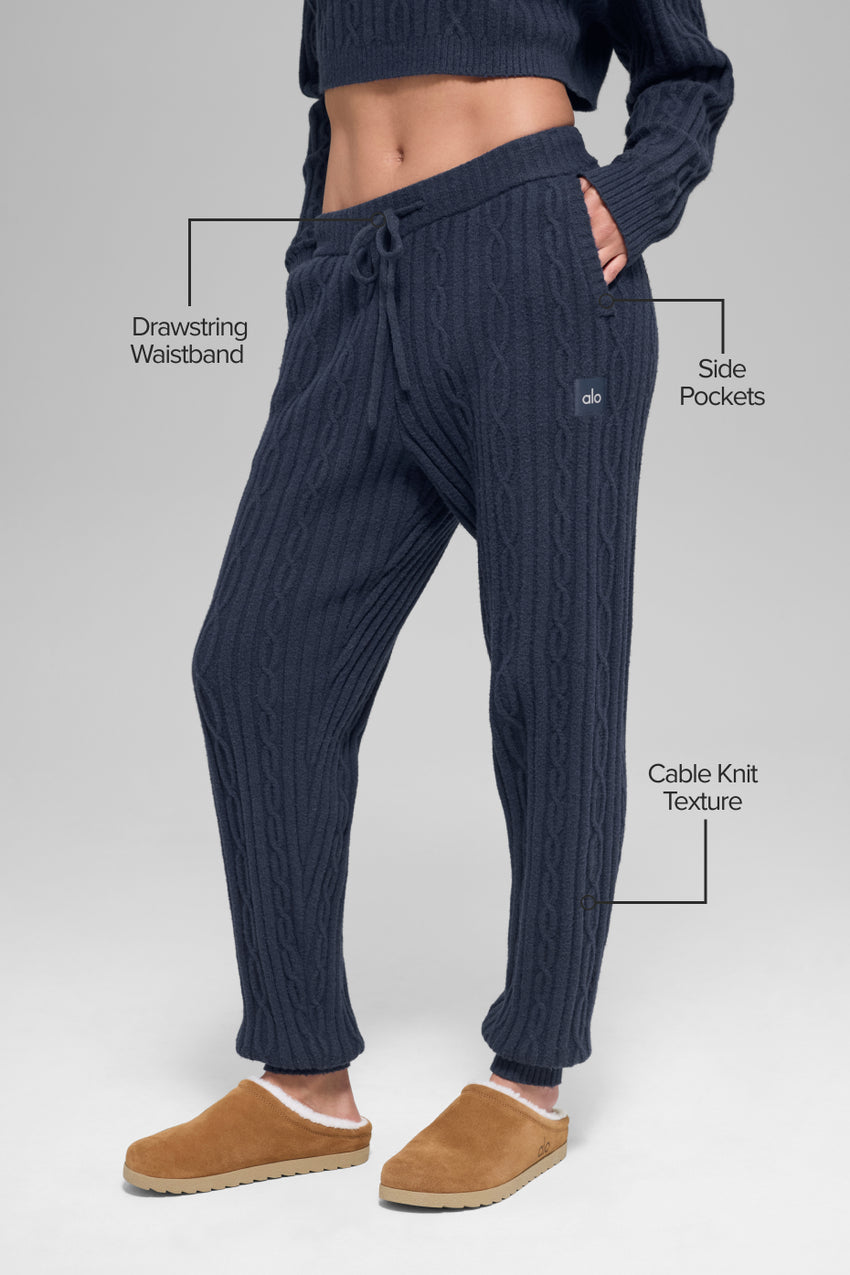 Cable Knit Winter Bliss Pant - Navy