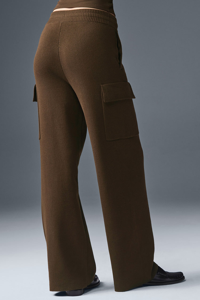 Scholar Knit High-Waist Cargo Pant - Espresso