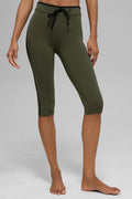 Airbrush High-Waist Race Pace Capri - Green Olive/Black