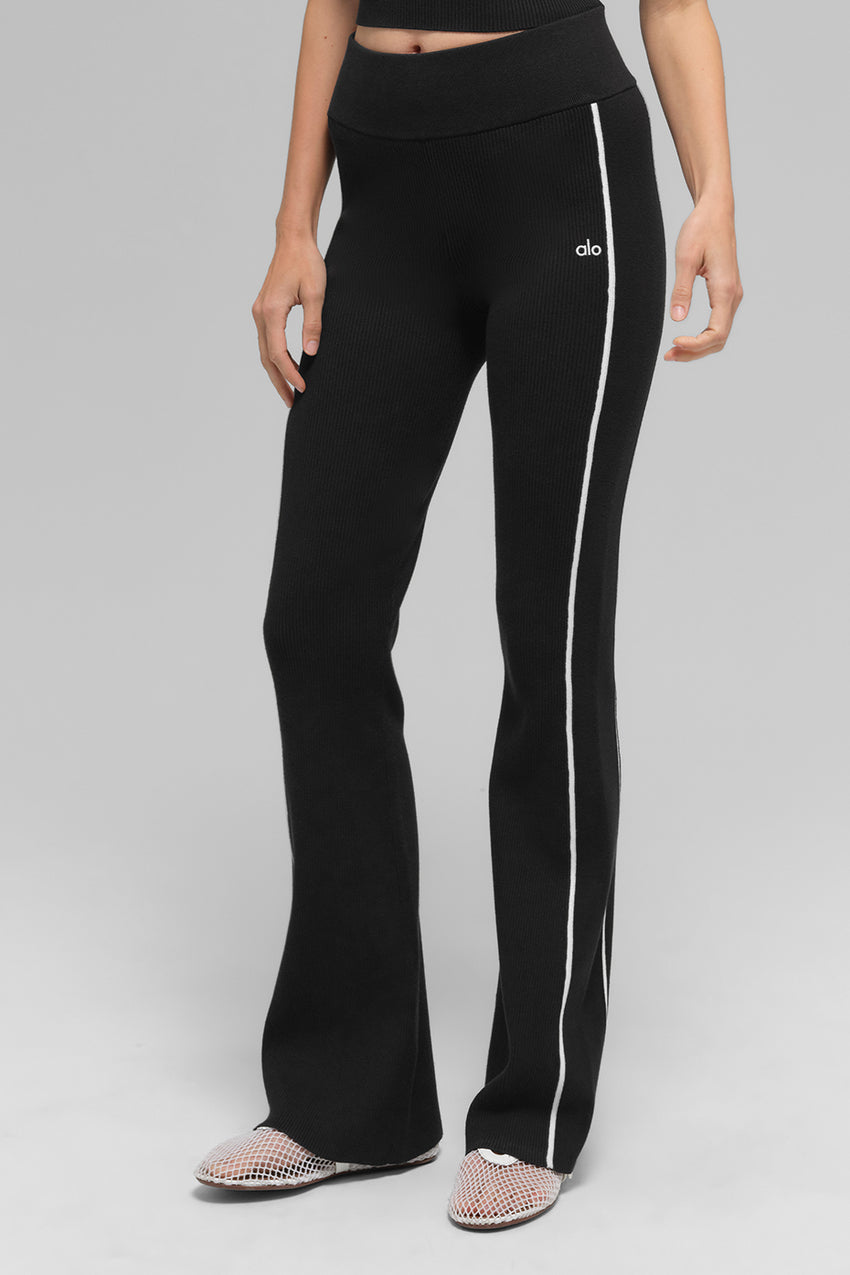 Ribbed Sweater Knit Highline Flare Pant - Black/White