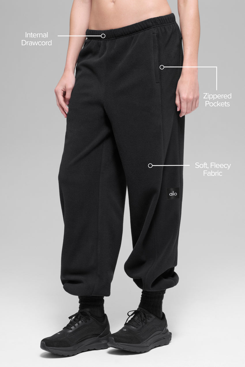 Polar Fleece High-Waist Retreat Jogger - Black