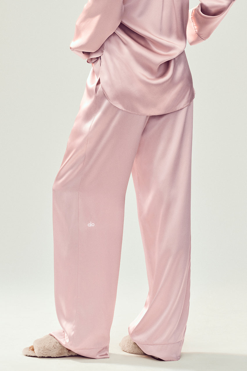 Silk Luminous Pant (Long) - Pink Champagne