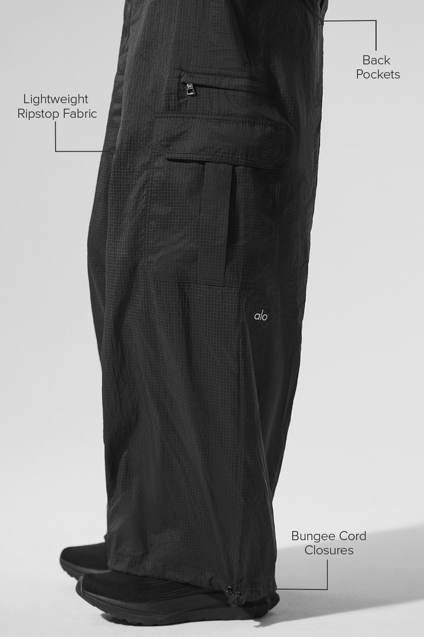 Sheer Game Time Wide Leg Jogger - Black